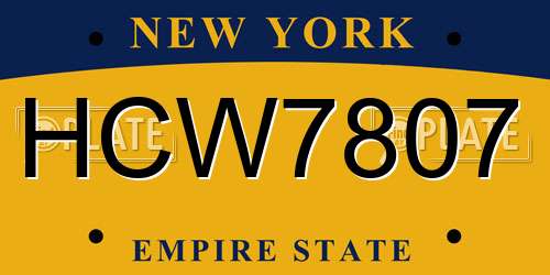 HCW7807 New York License Plate