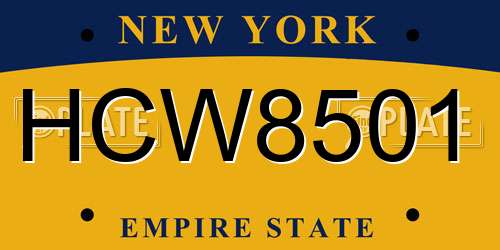 HCW8501 New York License Plate