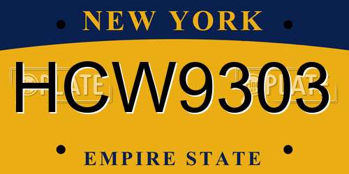 HCW9303 New York License Plate