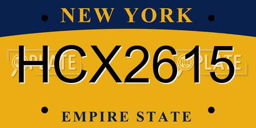 HCX2615 New York License Plate
