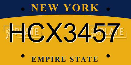 HCX3457 New York License Plate