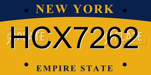 HCX7262 New York License Plate