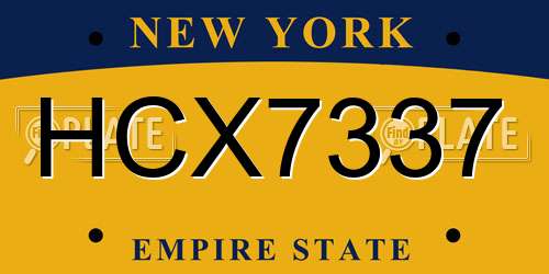 HCX7337 New York License Plate