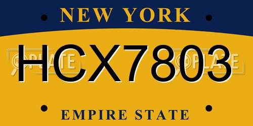 HCX7803 New York License Plate
