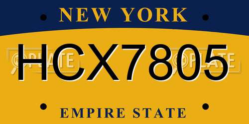 HCX7805 New York License Plate