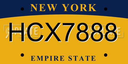HCX7888 New York License Plate