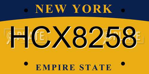 HCX8258 New York License Plate