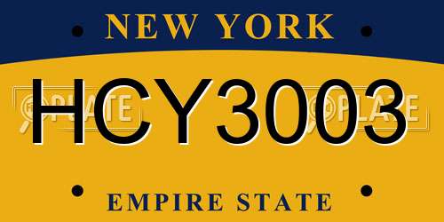 HCY3003 New York License Plate