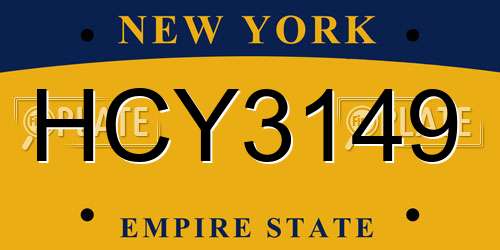 HCY3149 New York License Plate