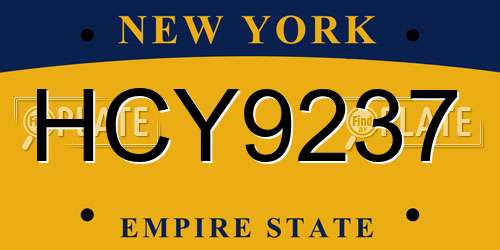 HCY9237 New York License Plate