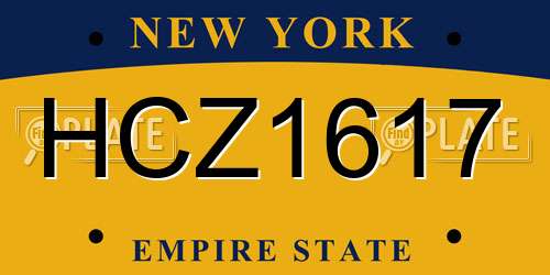 HCZ1617 New York License Plate