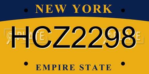 HCZ2298 New York License Plate