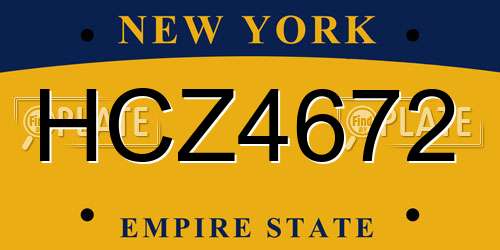 HCZ4672 New York License Plate