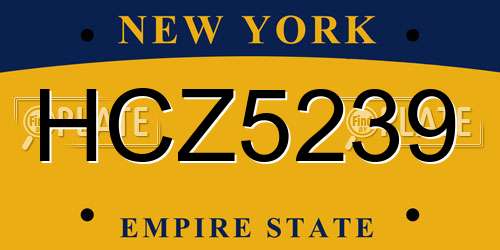 HCZ5239 New York License Plate