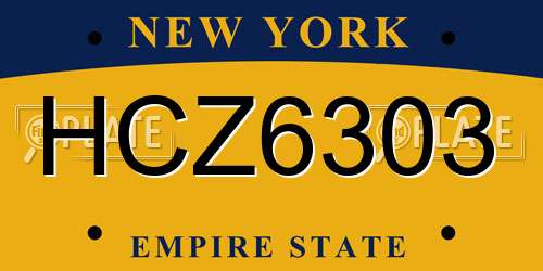 HCZ6303 New York License Plate