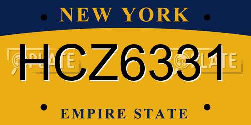 HCZ6331 New York License Plate