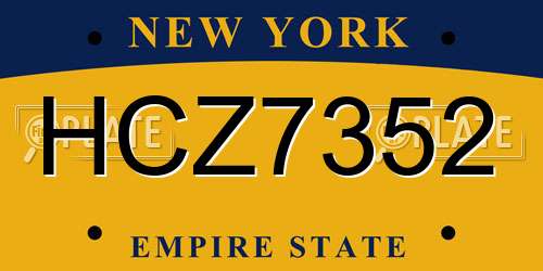 HCZ7352 New York License Plate