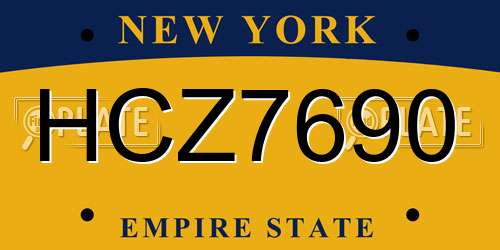 HCZ7690 New York License Plate
