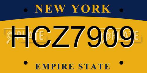 HCZ7909 New York License Plate