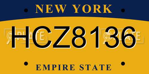 HCZ8136 New York License Plate