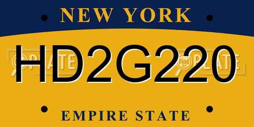 HD2G220 New York License Plate
