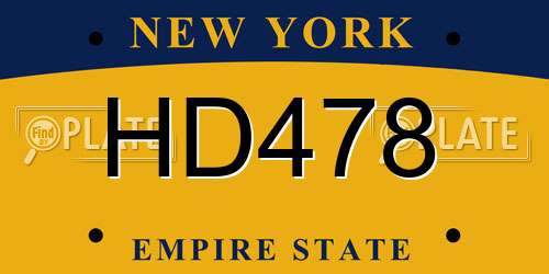 HD478 New York License Plate