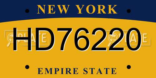 HD76220 New York License Plate