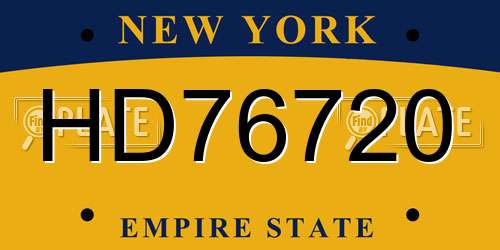 HD76720 New York License Plate