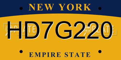HD7G220 New York License Plate
