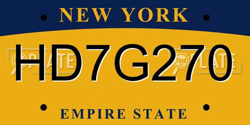 HD7G270 New York License Plate