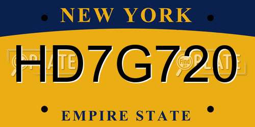 HD7G720 New York License Plate