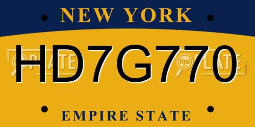 HD7G770 New York License Plate