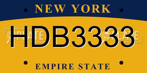 HDB3333 New York License Plate