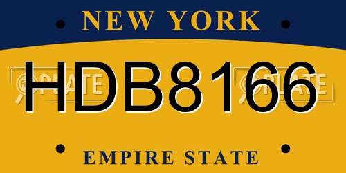HDB8166 New York License Plate