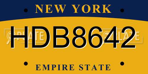HDB8642 New York License Plate