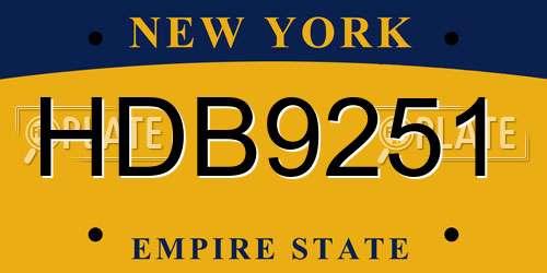 HDB9251 New York License Plate