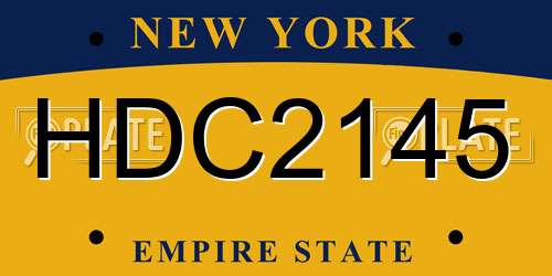 HDC2145 New York License Plate