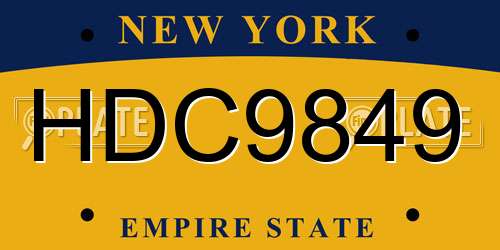 HDC9849 New York License Plate