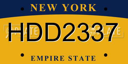 HDD2337 New York License Plate