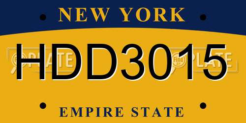 HDD3015 New York License Plate