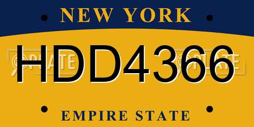 HDD4366 New York License Plate