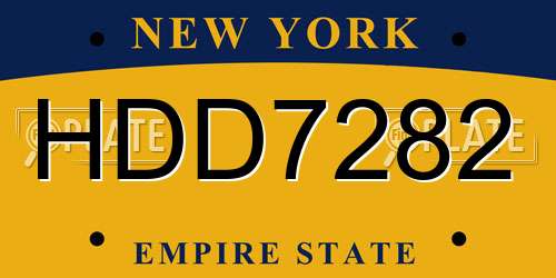 HDD7282 New York License Plate