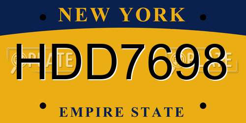HDD7698 New York License Plate