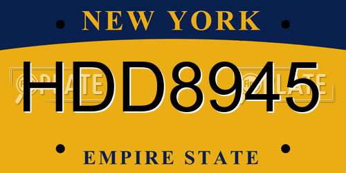 HDD8945 New York License Plate