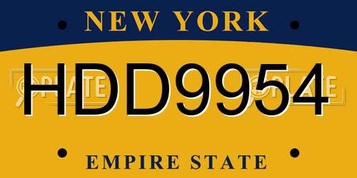 HDD9954 New York License Plate