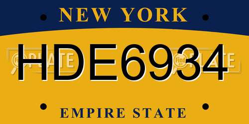 HDE6934 New York License Plate