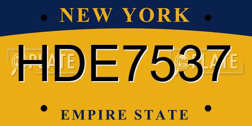 HDE7537 New York License Plate