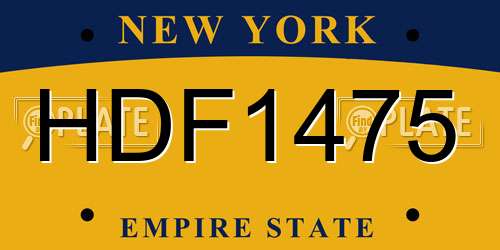 HDF1475 New York License Plate