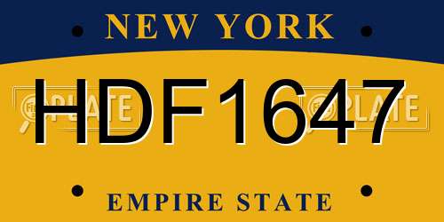 HDF1647 New York License Plate