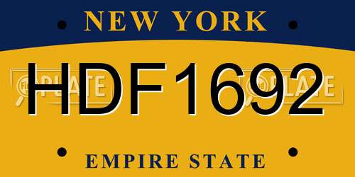 HDF1692 New York License Plate
